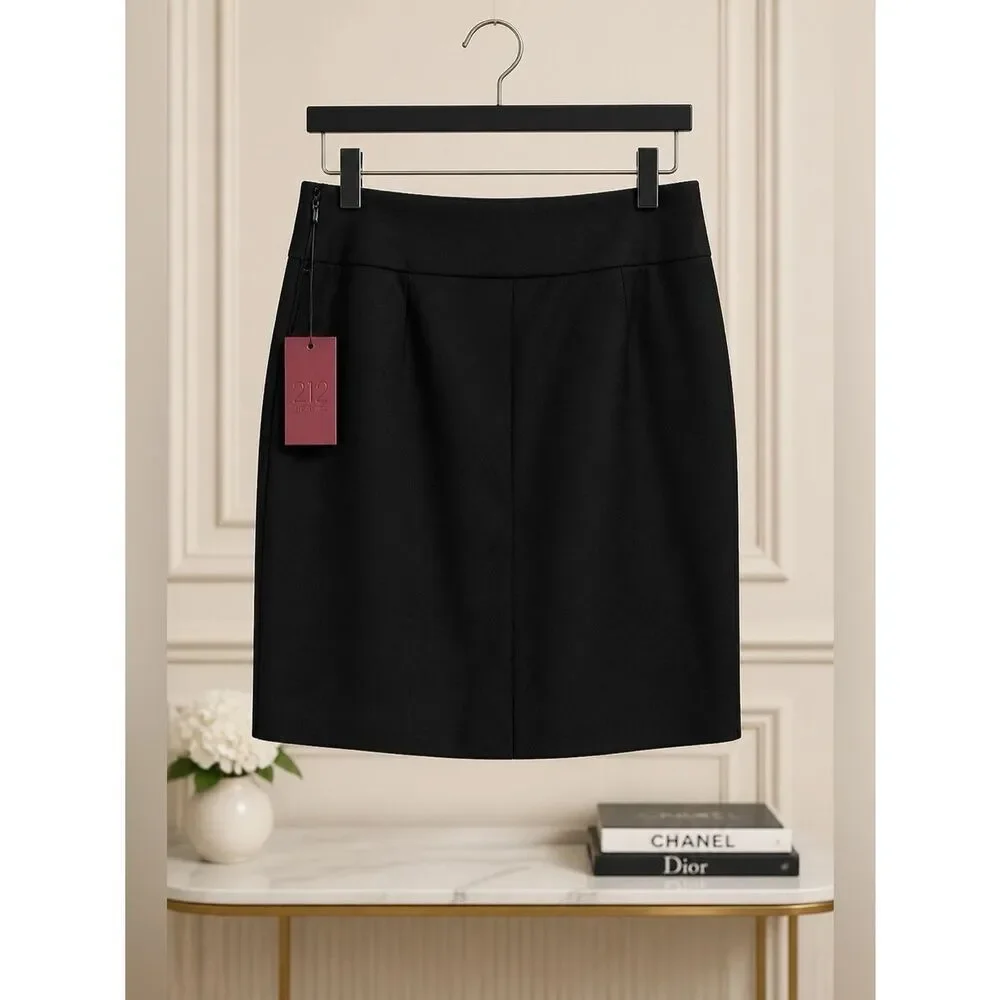 BLACK FULLY LINED SIDE ZIPPERED PENCIL SKIRT BY 212 COLLECTION SIZE 14 NWT